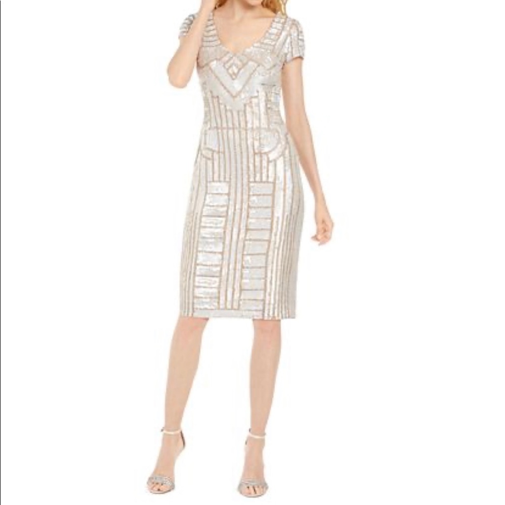 Adrianna Papell Short Beated Dress